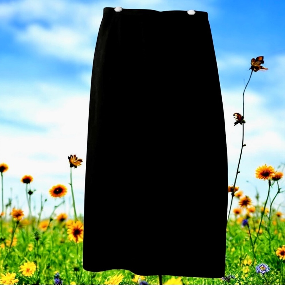 Harve Benard Vtg Linen Long Skirt Black Lined Pencil Career Maxi Womens 10 NEW
